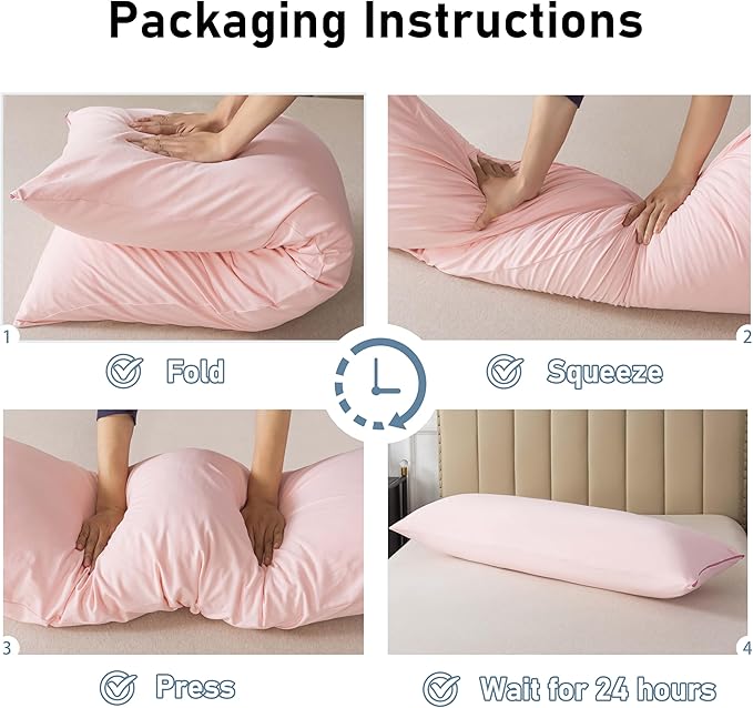 WhatsBedding Memory Foam Body Pillow for Adults, Long Body Pillow for Sleeping, Full Body Pillow for Bed (Removable Cotton Jersey Knitted Cover) - Pink