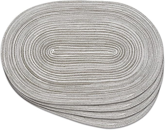 Noctiflorous Oval Braided Placemats Set of 4 Woven 12x18 Inch Non Slip Washable Heat Resistant Place Mats Round Tablemats for Dining Kitchen Party Daily Table Decor Dinner Mats (08 Grey, 4)