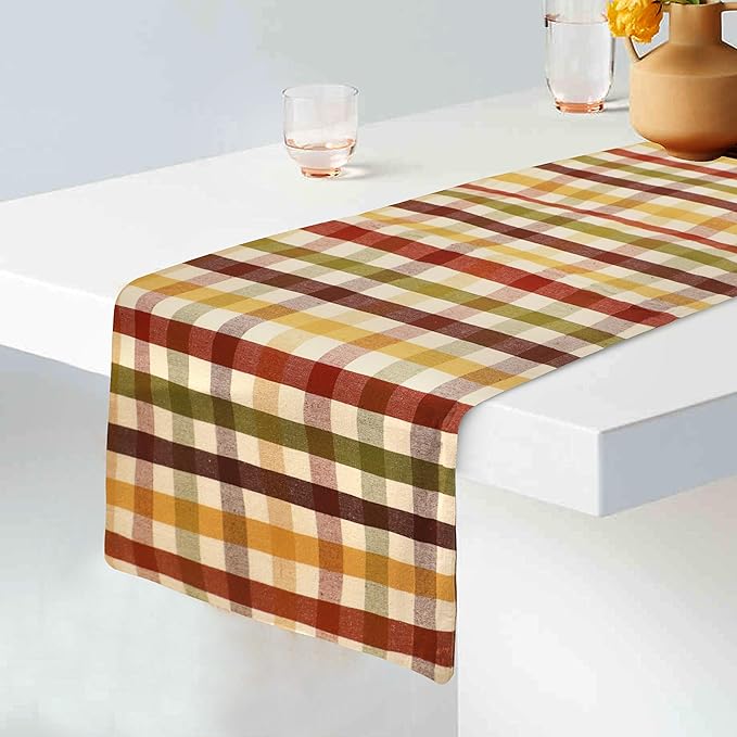 Urban Villa Christmas TableRunner 100% Cotton Fused Table Runner Christmas Special 14''x72'' Over Sized Buffalo Check TableRunner Heavier Quality