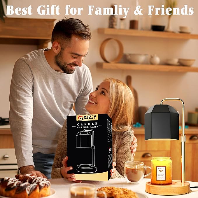 Candle Warmer Lamp with Timer Dimmer,Adjustable Height Candle Warmer, Candle lamp for Scented Wax Jar Candles,Gifts for Mom Women, House Warming Gifts for New Home Bedroom Decor,A1- Black