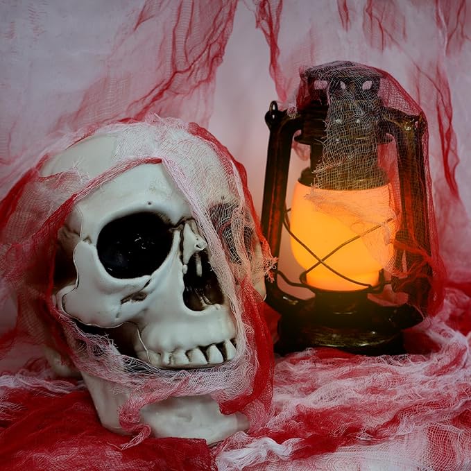 ZYP 197x 78.7in Halloween Blood Red Creepy Cloth Decorations Spooky Fabric Creepy Scary Gauze Cloth Decoration for Halloween Party Supplies