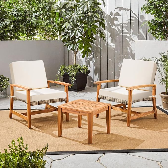 Outdoor Deep Seat Cushion Set, 22 x 22 Inch Waterproof and Fade Resistant Patio Furniture Cushion Backrest with Ties for Patio Garden Yard and Balcony (Beige, 22x22Inch)