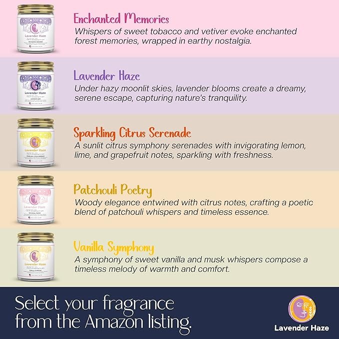Taylor Inspired Lavender Haze Candle - Long Lasting Soy Wax Candle Gift Set for Taylor Fans - Luxury Scented Candles for Taylor Parties, Home, Birthday Candle - 5 Fragrances (8oz)