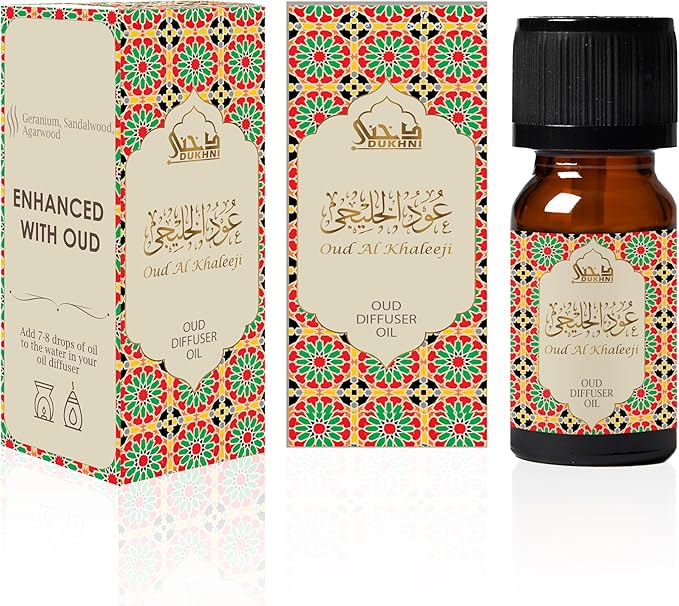 Oud Diffuser Oil, Oud Al Khaleeji by Dukhni | 3 x 10ml Arabic Oil for Diffuser & humidifier | 100% Pure Halal, Oudh Essential Oil Blend | Relax with Home Aromatherapy, for Relaxation and Massage
