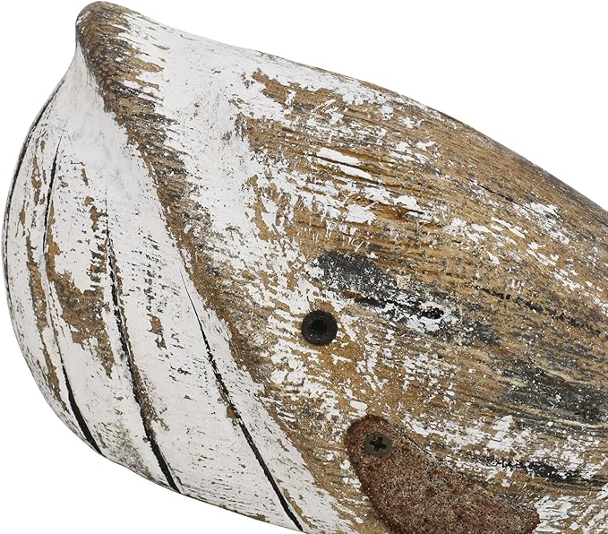 Linfevisi Wooden Whale Decor Tabletop Nautical Decor Solid Wood Whales Statue Sculpture Standing Coastal Decor Beach Figurines for Home Sea Decor for Bathroom Ocean Theme House Decor 4.9 Inches Tall