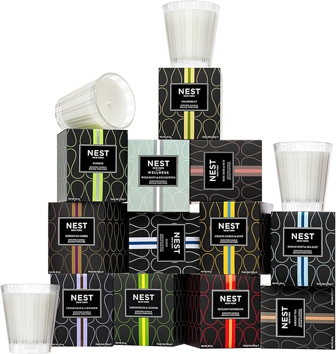 NEST New York Scented Classic Candle, Cedar Leaf & Lavender - 8.1 oz - Up to 60-Hour Burn Time - Reusable Glass Vessel