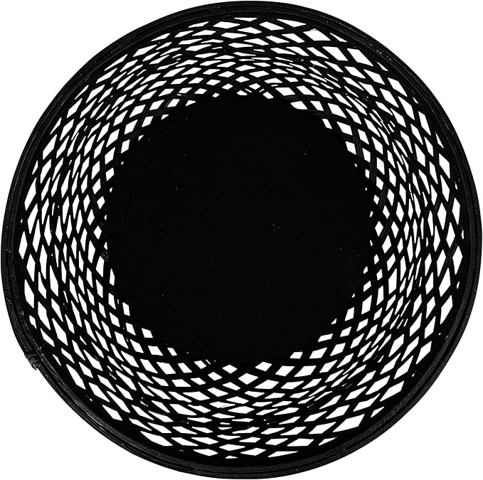 Creative Co-Op Woven Bamboo Baskets with Wooden Legs, Black, Set of 3