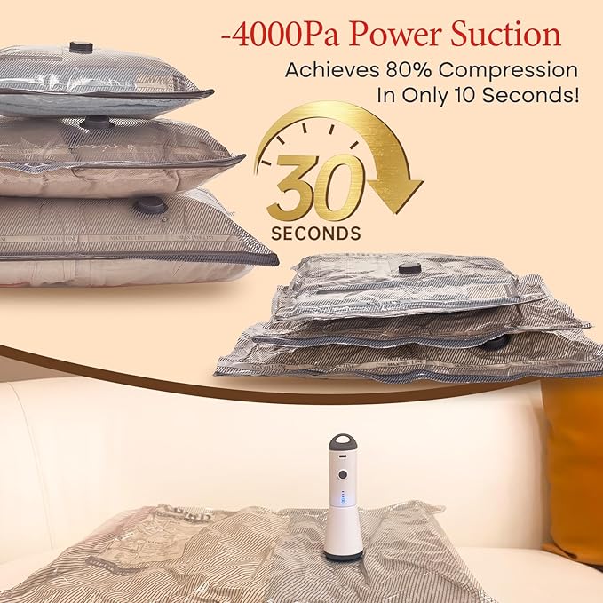 Vacuum Storage Bags for Travel with Rechargeable air Pump, 18 Pack Carry-on Size Compression Packing for Luggage and Suitcase, Space Saver Bags for Clothes and Clothing Travel