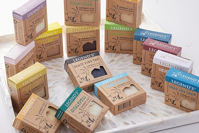 Legend's Creek Farm Goat Milk Soap - Cleansing Moisturizing Soap Bar for Hands and Body - 5 Oz Creamy Lather, Nourishing, Gentle Natural Soap for Sensitive Skin (Chamomile Cherry Blossom, Pack of 1)