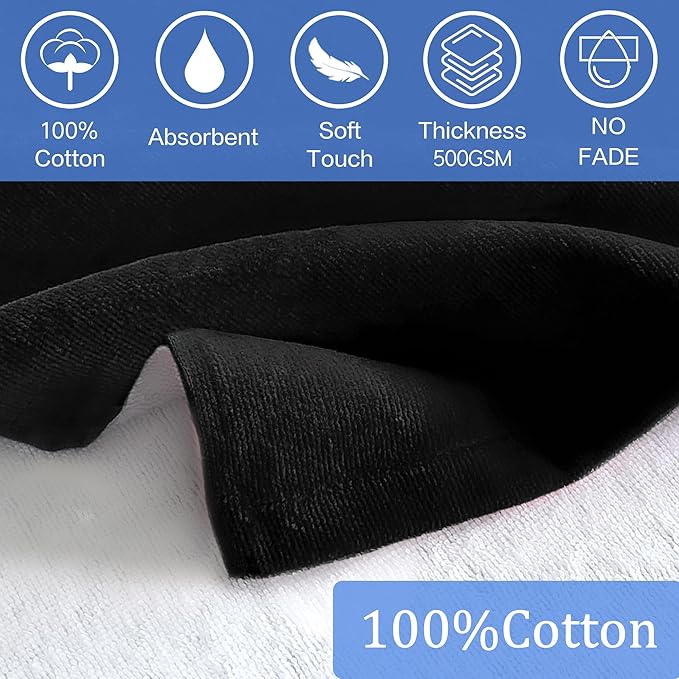 VOOVA & MOVAS Black Changing Robe for Teens,8-14Yearsï¼Thick 100% Cotton, Absorbent Hooded Towels for Girlsï½Boys,Surf Poncho for Pool, Beach, Bath,Swim
