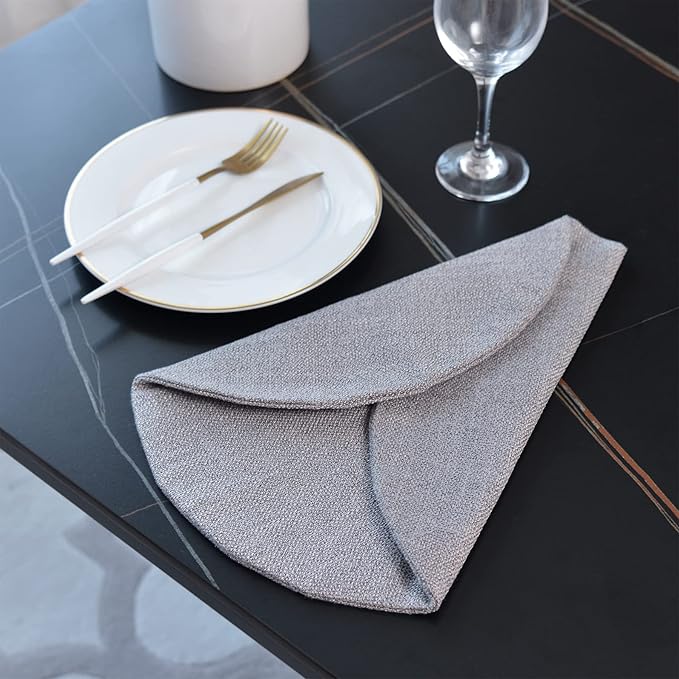 Set of 4 Round Placemat 15 Inch Soft Linen eco-Friendly Fabric Handcrafted Machine Washable Indoor & Outdoor Tablemat Grey