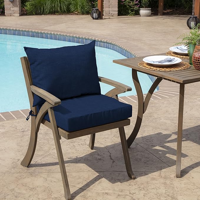 Arden Outdoor Dining Chair Cushion, 21 x 21, Rain-Proof, Fade Resistant 21 x 21, Sapphire Blue Leala