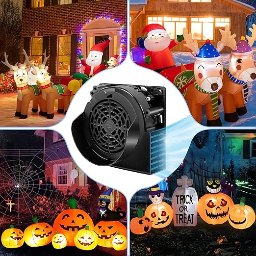 Inflatable Fan Replacement, 3100RPM Air Blower 12V 1A Blow up Fan for Halloween Christmas Inflatables with 3-LED Light Strings for Thanksgiving Indoor Outdoor Holiday Inflatables Decor