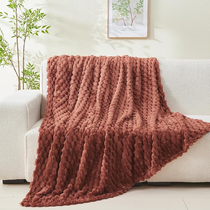 NEWCOSPLAY Super Soft Twin Blanket Coffee Premium Silky Flannel Fleece 3D Clouds Stylish Jacquard Lightweight Bed Blanket All Season Use 350GSM (Coffee, Twin(60"x80"))