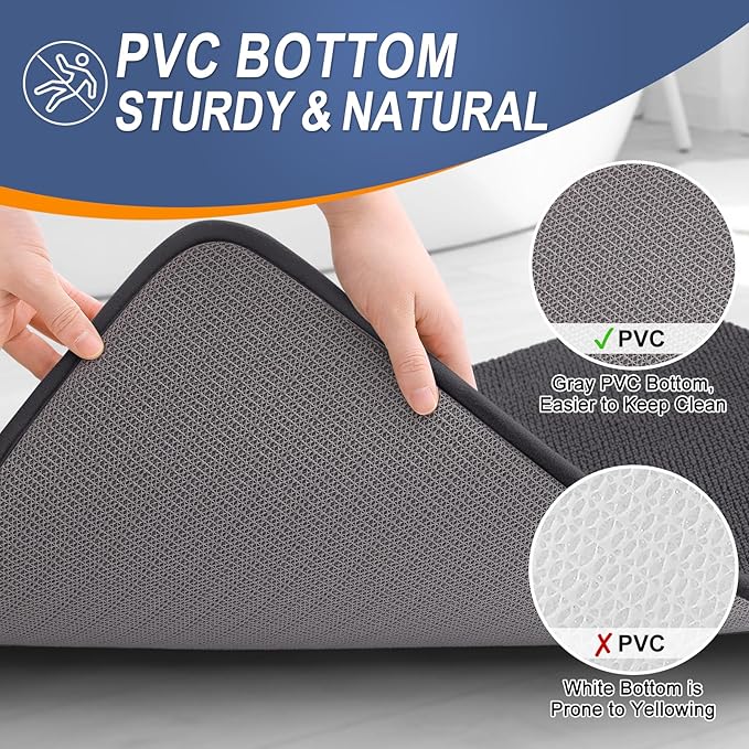 OLANLY Thick Memory Foam Bath Mat Rug 70x24, Extra Soft Absorbent Bathroom Rug, Quick Dry Bath Mats, Non-Slip, Machine Washable Carpet for Bathroom, Tub and Shower, Home Decor Accessories, Dark Grey