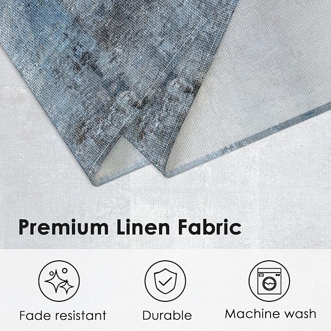 Emvency Farmhouse Placemats Set of 4, 12x18 Inch Modern Abstract Art Painting Denim Blue Table Mats for Outdoor Home Party Kitchen Dining Decoration