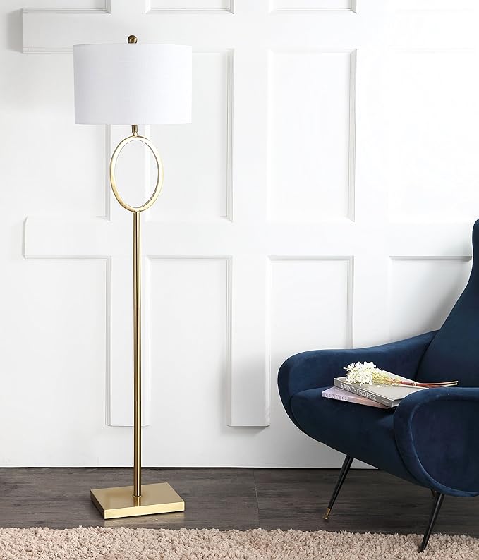JONATHAN Y JYL1089A April 61" Metal LED Floor Lamp, Modern, Contemporary, Glam, Traditional, Office, Living Room, Family Room, Dining Room, Bedroom, Hallway, Foyer, Brass