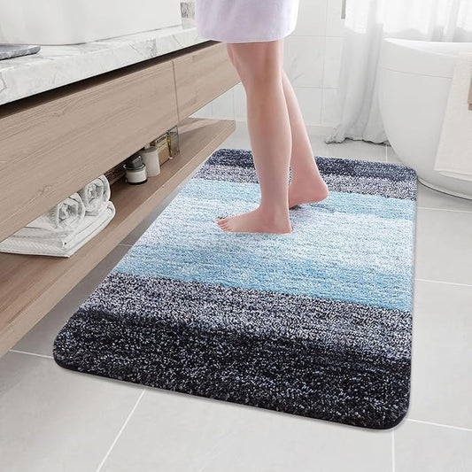 Arotive Microfiber Bathroom Rugs, Shaggy Soft and Absorbent Bath Rug, Non-Slip, Thick Plush Machine Washable Dry Bath Mats for Bathroom, Tub and Shower, 47x32, Blue