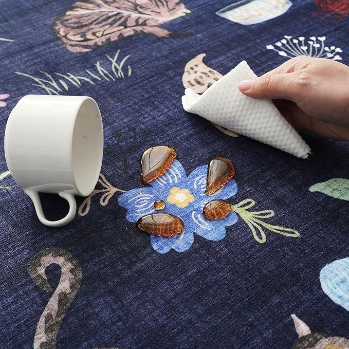 Runner Rug for Kitchen Non Slip 2'6''x8' Washable Rugs with Rubber Backing Soft Floral Animal Cat Carpet Runner for Kitchen Laundry Bedroom Bathroom, Cobalt Blue