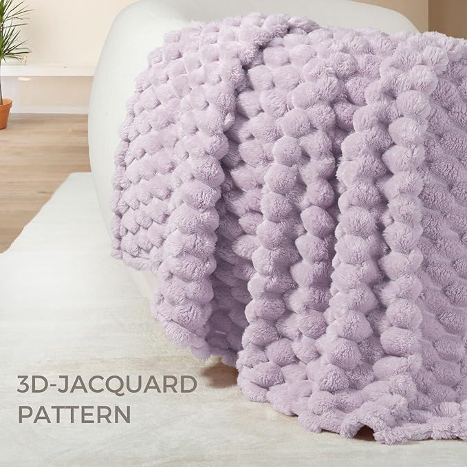 Whale Flotilla Throw Blanket for Couch with Jacquard Pattern, Fuzzy Soft Cozy Exquisite Blankets for All Season, Warm and Fluffy, 50x60 Inch, Lilac
