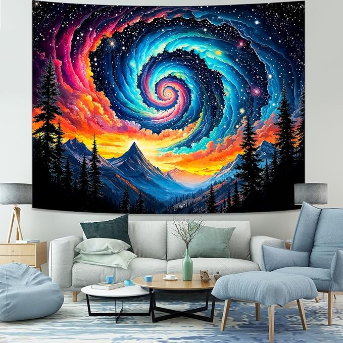Lunerfex Mountain Tapestry Natural Wall Colorful Landscape Tapestry for Bedroom Ceiling Tapestries Wall Hanging for Bedroom Living Room Wall Decor Mountain-1 44"x60"