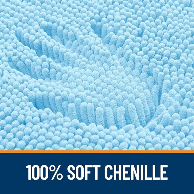 OLANLY Bathroom Rugs 30x20, Extra Soft Absorbent Chenille Bath Rugs, Rubber Backing Quick Dry, Machine Washable Bath Mats for Bathroom Floor, Tub and Shower, Home Decor Accessories, Sky Blue