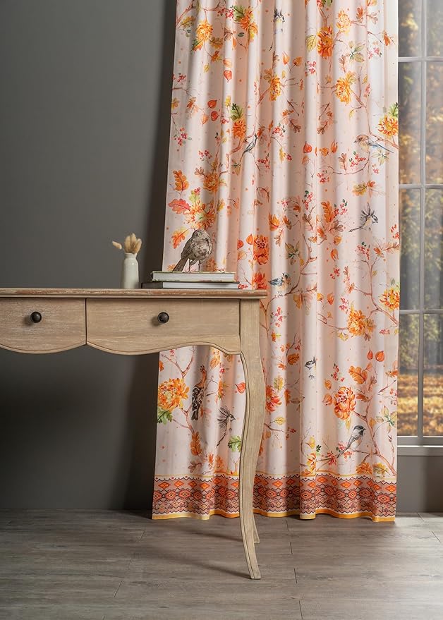 Maison d' Hermine Curtains for Living Room 100% Cotton 84 inch Length One Panel Light Filtering Curtains for Bedroom Windows with Rod and Loop Pockets Drapes (Kelim Prairie, 50" W x 84" L)