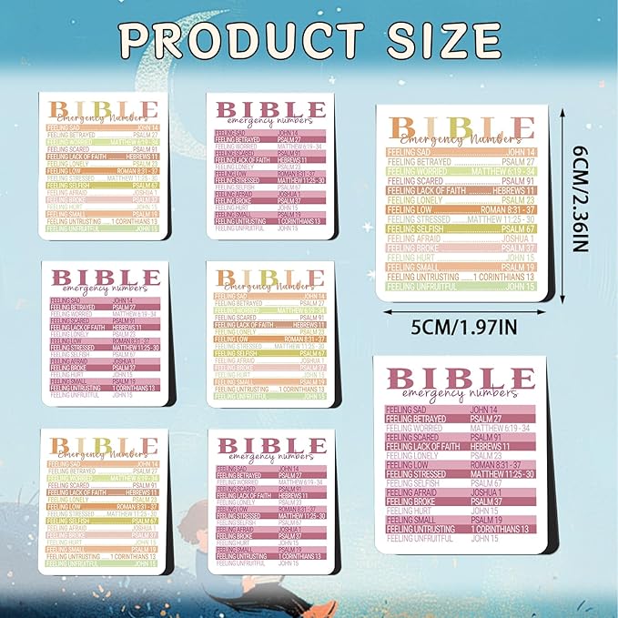 Bible Emergency Numbers Magnetic Bookmark - Wxiben 8Pcs Bible Verse Magnetic Bookmarks Scripture Book Mark Magnet Christian Inspirational Page Marker Clip for Sunday School Teacher Church Welcome Gift