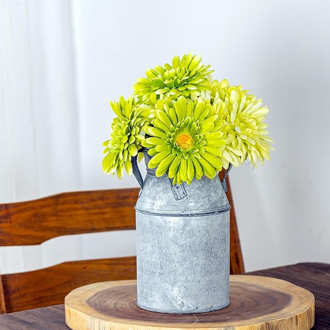 TOPIA Artificial African Daisies Flowers African Daisy Silk Flowers Artificial Gerbera Daisies Pack of 10 (Green)