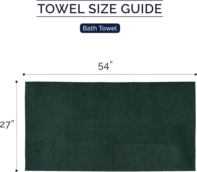 Elegant Comfort Premium Turkish Cotton 2 Pack Bath Towel Set - 27 x 54 inch, Luxurious Hotel Spa Quality 100% Turkish Cotton 2PC Bath Towel Set - Highly Absorbent - Soft Bathroom Towels, Hunter Green