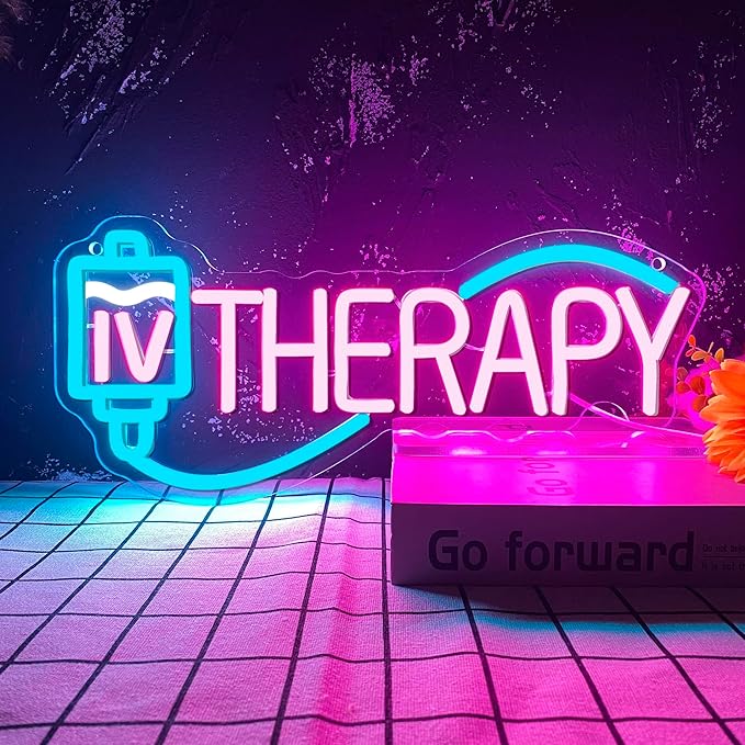 IV Therapy Neon Signs for Wall Decor,Dimmable Nurse Medical Spa Salon Neon Sign,USB Neon Light for Room Nurse Man Cave Bedroom Kid Birthday Party Gifts(15.7 * 7in)