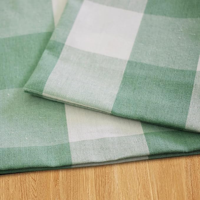 Green & White Placemats Cotton Buffalo Check Gingham Farmhouse Set of 4 Heat Resistant 2 Side Dining Table Place Mats for Kitchen Table, 12 x 18 inches