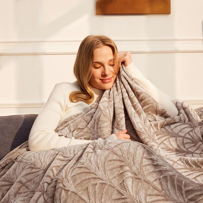 Whale Flotilla Flannel Fleece Twin Size Blanket for Bed, Soft Fluffy Velvet Bedspread Coverlet with Decorative Vintage Pattern for All Season, Warm and Lightweight, 90x66 Inch, Champagne