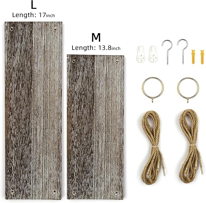 MITIME Hanging Shelves for Wall Window Plant Shelf Indoor Floating Wall Shelves for Bedroom Bathroom Living Room Wall Hanging Shelf Boho Wall Decor .Home, Set of 2(Medium+Large)