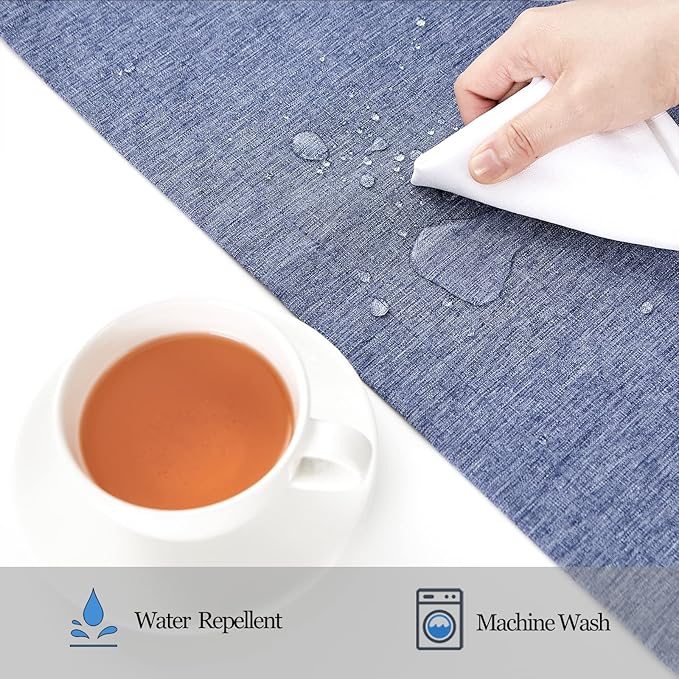 Mebakuk Cloth Placemats, Machine Washable Linen Style Thick Place Mats, Heat Resistant and Easy to Clean Fabric Table Mats for Kitchen Dining Table (Denim Blue, Set of 6)