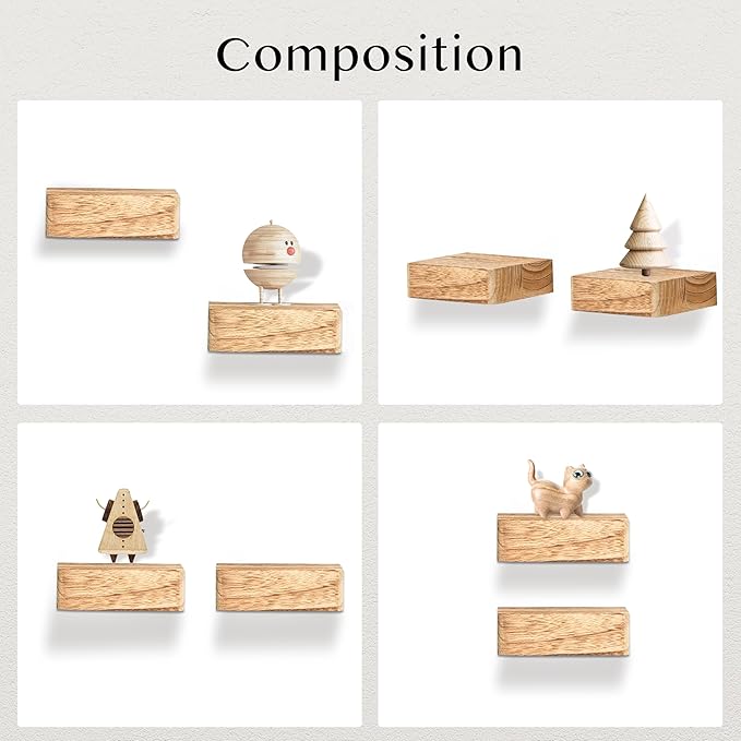 Small Floating Shelf,Set of 1 Display Ledges for Wall,Mini Shelves,Wood Shelf for Bedroom Living Room Bathroom Kitchen (6 Inch, Carbonized Black)
