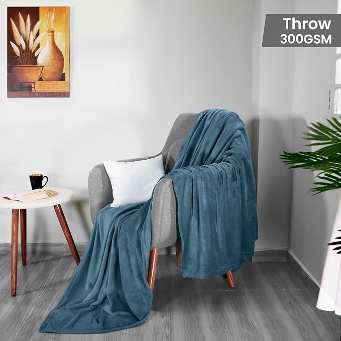 Utopia Bedding Fleece Blanket Throw Size Stone Blue 300GSM Luxury Anti-Static Fuzzy Soft Microfiber Blanket for Couch, Sofa and Bed (60x50 Inch)