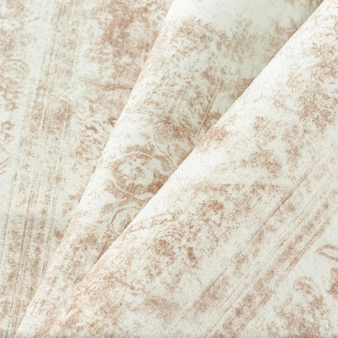 Runner Rug 3x7 Washable Beige Hallway Runner Vintage Boho Medallion Non Slip Distressed Retro Carpet Indoor Low Pile Long Soft Rug for Kitchen Entryway Bedroom Bathroom Laundry