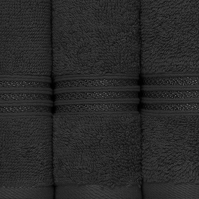 Superior Egyptian Cotton Bath Towel Set, Home Bathroom Towels, Master, Guest Bath, Decor Essentials, Quick Dry, Absorbent, Large Body Towels, Spa, Hotel, Resort, Adult, Kids, Set of 2, Black