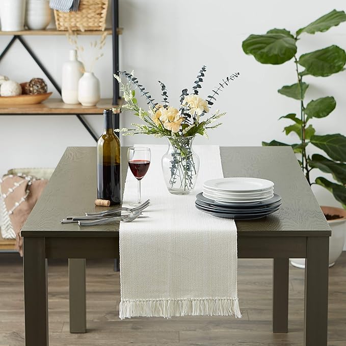 DII Variegated Tabletop Collection, Table Runner3x108, Off-White