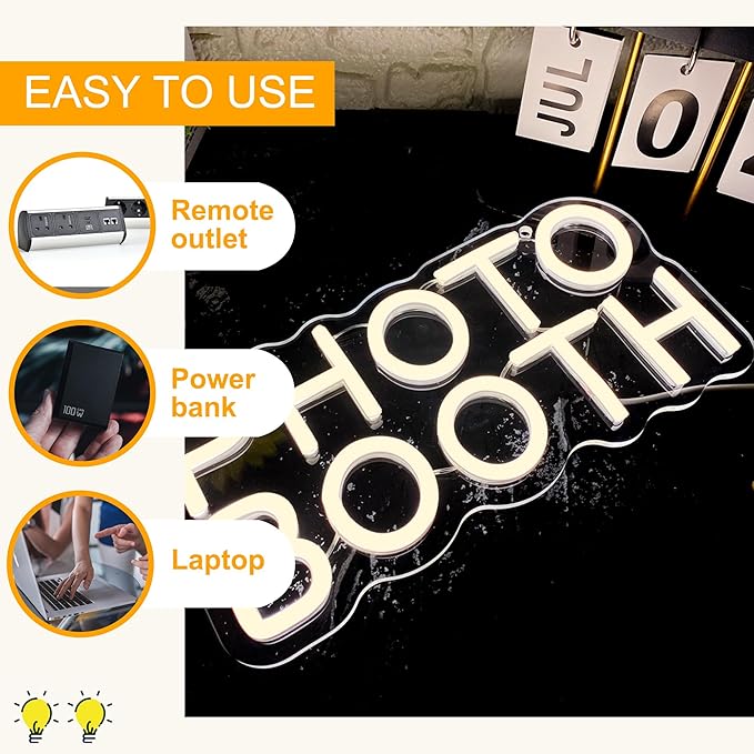Photo Booth Neon Sign, Dimmable Photo Studio Sign Led Neon Light Led Light for Photography Bedroom Wedding Engagement Party Reception Gifts(11.8 * 5.9in)