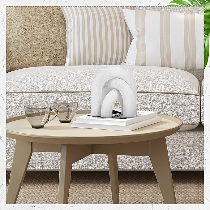 Qunclay 3 Pcs Wood Arch Decorative Objects Coffee Table Decor Modern Bookshelf Boho Home Decor for Shelves Mantel, Aesthetic Shelf Accent for Living Room Entryway(White)
