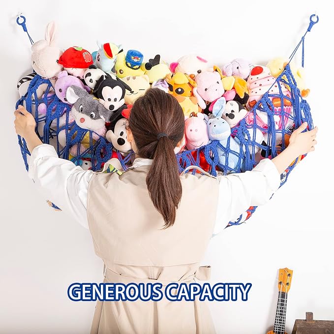 Stuffed Animal Net or Hammock Wall Hanging Net for Stuffed Animal Storage Macrame Toy Display Plush Toy Holder Soft Toy organizer for Nurery Kidroom Playroom