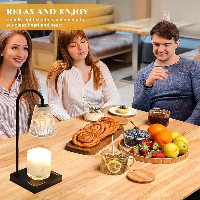 Hong-in Black Candle Warmer Lamp with Timer-Electric Candle Lamp Warmer,Dimmable Candle Warmers for Jar Candles,New Mom Gifts & Birthday Gifts for Women