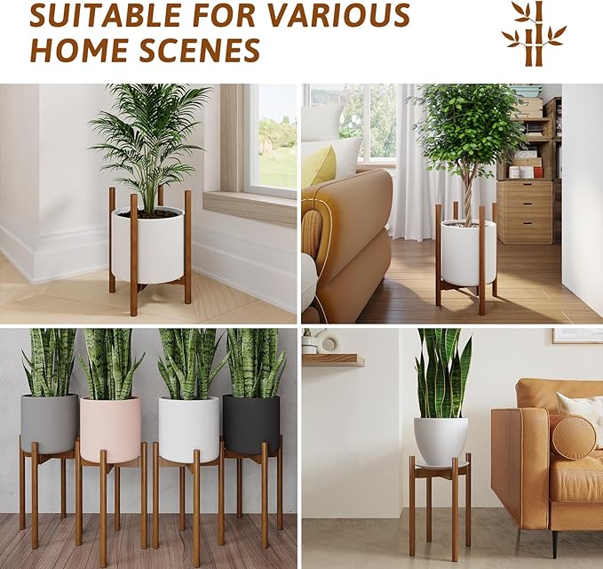 Adjustable Plant Stand Light Brown Tall