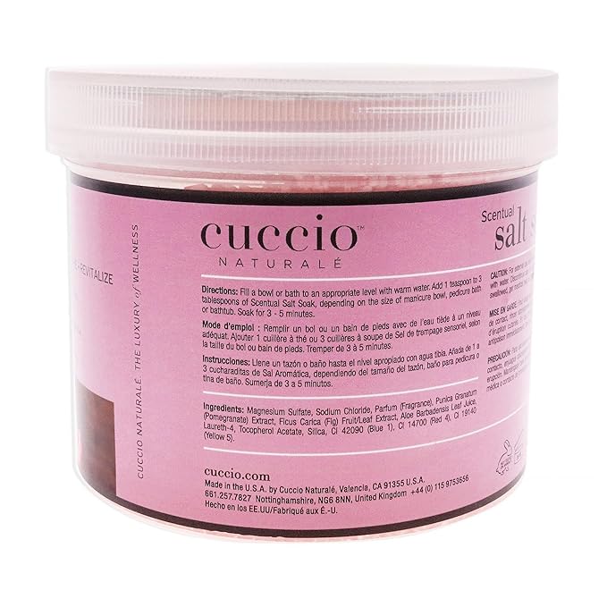 Cuccio Naturale Scentual Salt Soak - Invigorating Salts With An Irresistible Scent - Rejuvenate And Soothe Tired Feet - Softens And Leaves The Skin Fresh And Clean - Pomegranate And Fig - 29 Oz