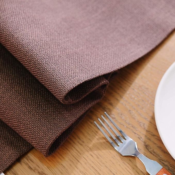 4 Piece Soft Handmade Faux Linen Place Mats Heat Resistant Dining Table Place Mats Kitchen Table Mats 12 x 18 Coffee Brown