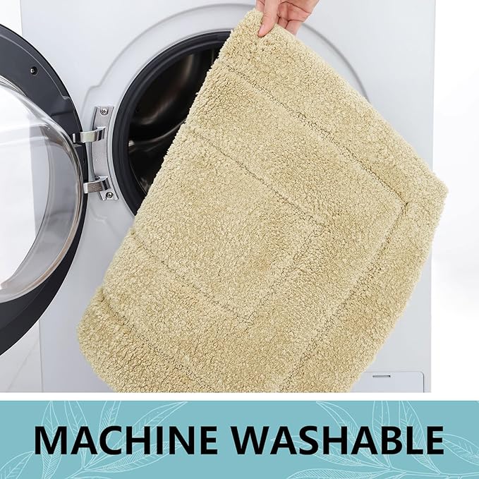 Buganda Bathroom Rugs, 36" x 24", Soft and Absorbent Microfiber Bath Rugs, Non-Slip Shaggy Shower Carpet, Machine Wash Dry Bath Mats for Bathroom Floor, Tub and Shower, Beige