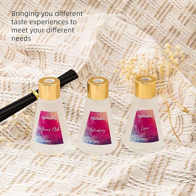 Reed Diffuser Set, 1.7oz Blueberry Scented Diffuser with Sticks, Home Perfume Diffuser Bathroom Shelf Decor(Blueberry)