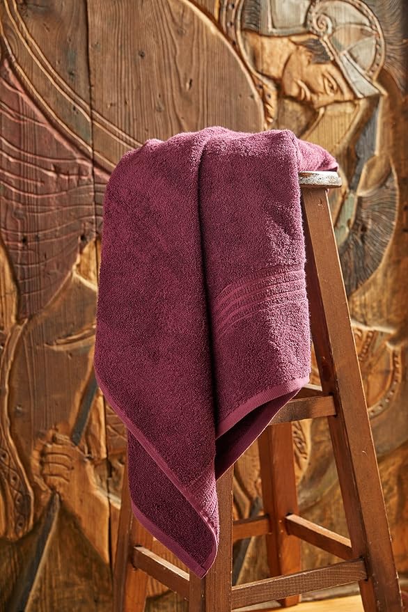 HOMELOVER 4 Piece Towel Set - 100% Organic Cotton 2 Bath Towels & 2 Hand Towels - 500 GSM, Hotel Quality, Soft, Highly Absorbent & Quick Drying Wash Towels for Kitchen & Bathroom (Plum Purple)